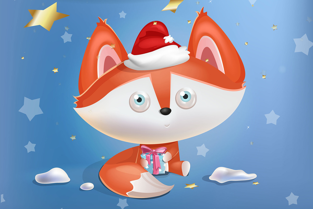 Christmas card with cute fox, an Illustration by JUBO (Photo 2 of 2)
