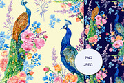 flowers and birds watercolor pattern, a Pattern Graphic by MitrushovaArt (Thumbnail 4 of 7)