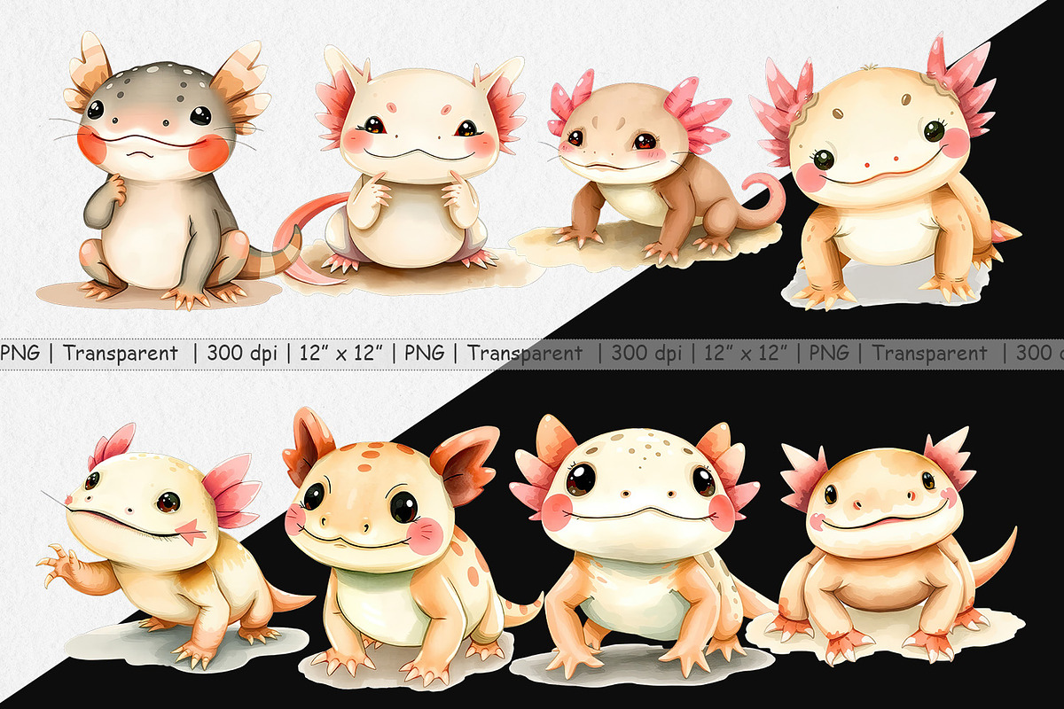 Watercolor Clipart Axolotl Wildlife, a Graphic by Artnoy (Photo 2 of 5)