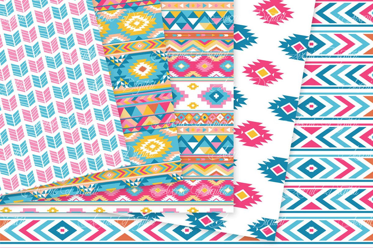 Colorful Aztec Digital Paper, a Texture Graphic by Avenie Digital (Photo 3 of 4)