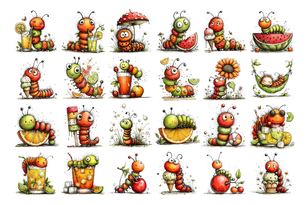 Summer Caterpillar PNG Clipart, an Animal Illustration by Nicolle's Colorful Art (Photo 2 of 3)