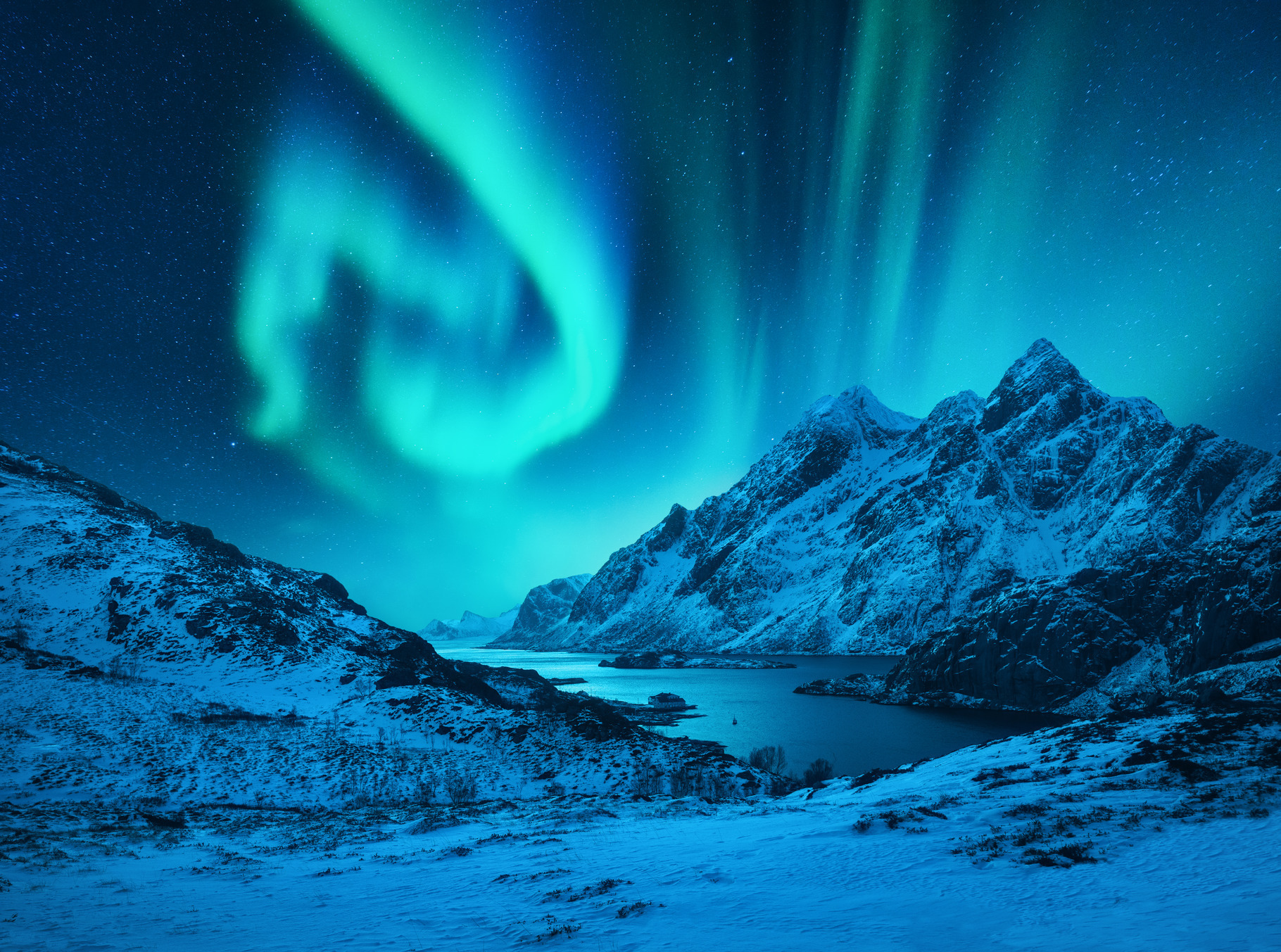 Aurora borealis above the mountains stock photo containing aurora and ...