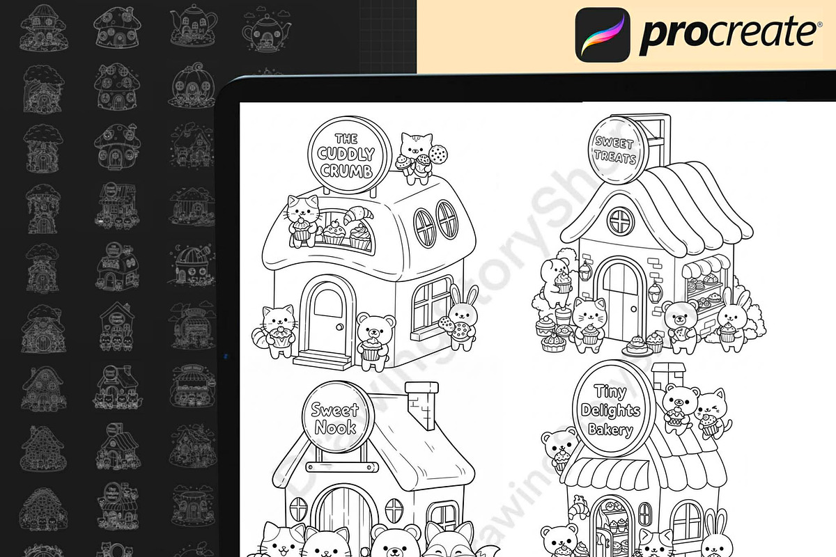 100 Procreate Kawaii Doodle Stamps, a Brush Add-On by DrawingStoryShop