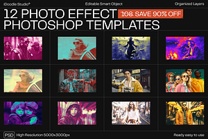 12 Photo Effect Templates, a Layer Style Add-On by iDoodle Studio