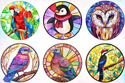 Birds Round Stained Glass Clipart, an Animal Illustration by Canvas Craft (Thumbnail 2 of 3)