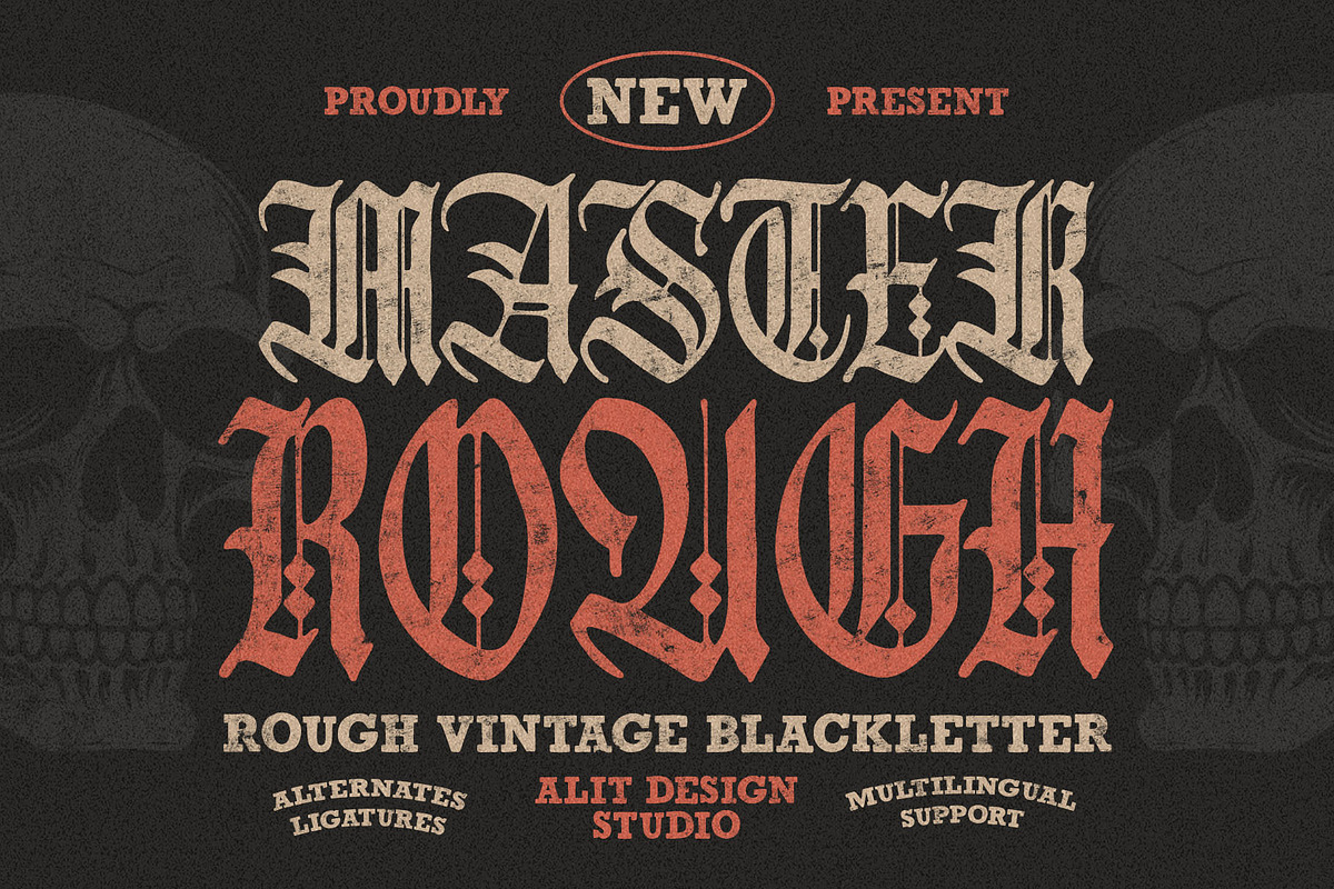 Master Rough Blackletter Typeface, a Blackletter Font by alit design (Photo 1 of 17)