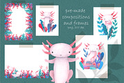 Cute Watercolor Pink Axolotl, an Animal Illustration by LukaJreym (Thumbnail 5 of 9)