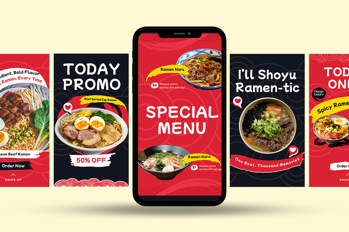 Ramen Instagram Story - Canva,Ai,Psd, a Social Media Template by Jiwstudio (Photo 2 of 3)