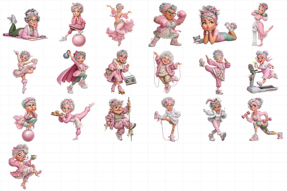 Funny Fitness Grandma Clipart, an Illustration by Daily.Designs (Photo 3 of 5)