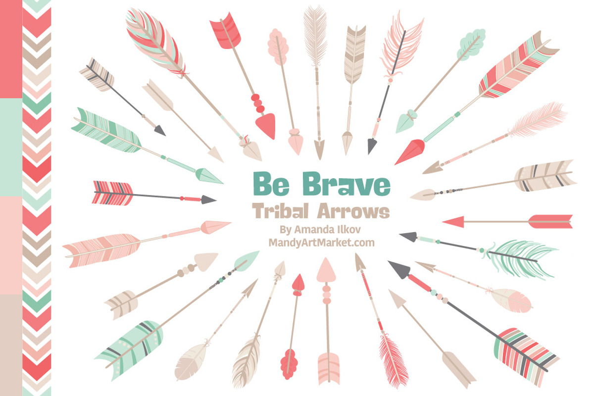 Mint & Coral Vector Arrow Clipart, an Illustration by Amanda Ilkov (Photo 1 of 4)