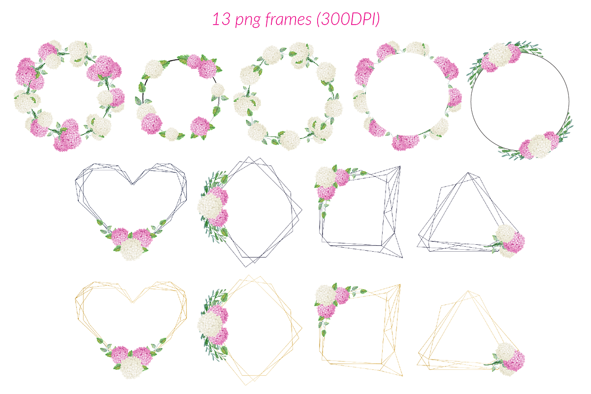 Pink and white hydrangea clipart, an Illustration by Annakristal (Photo 3 of 4)