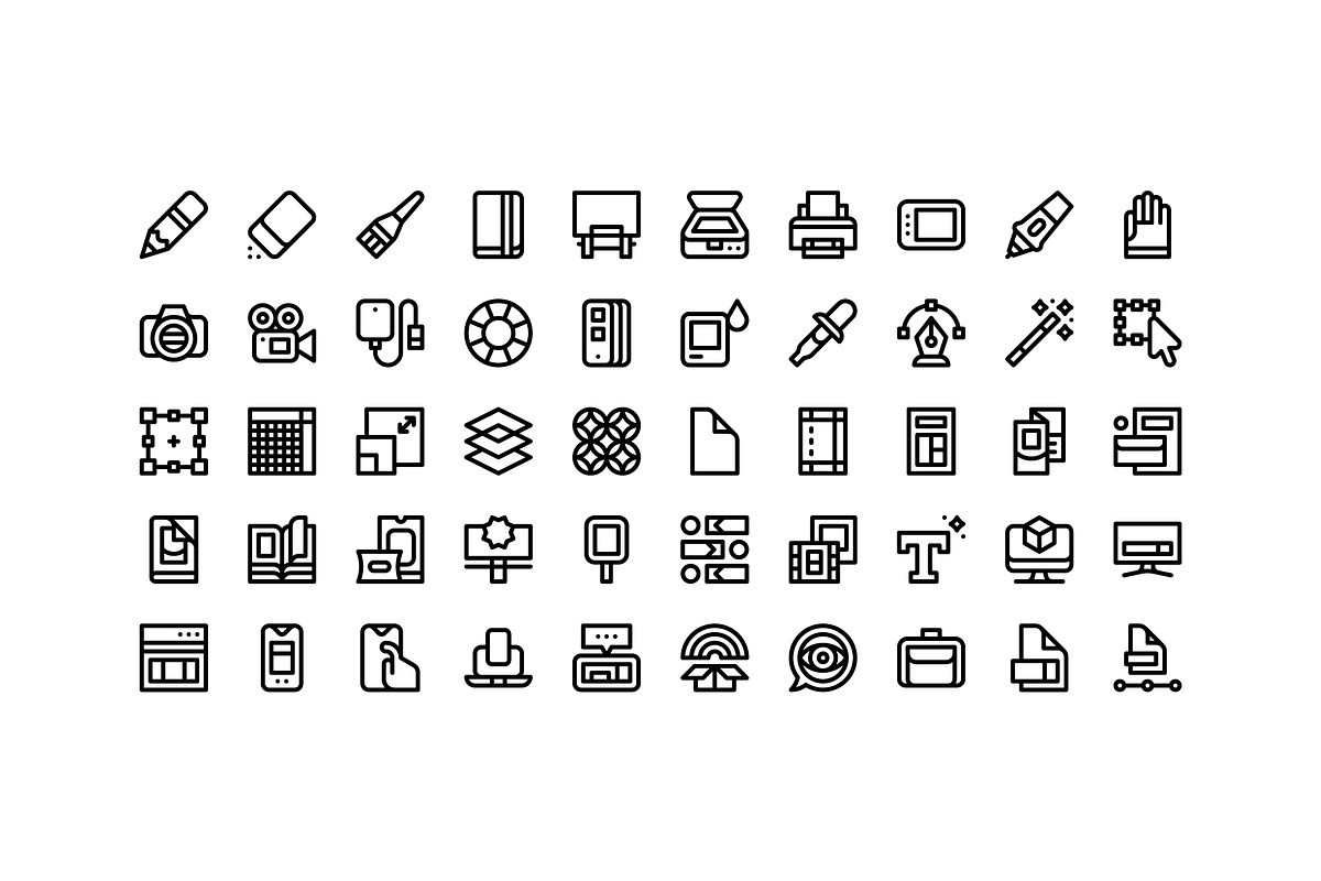 50 Graphic Design Icons, an Outline Icon by Side Project (Photo 2 of 8)