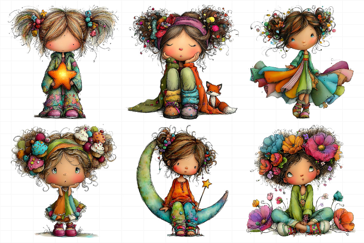 Quirky Cute Little Girl Clipart, an Illustration by Daily.Designs (Photo 7 of 7)