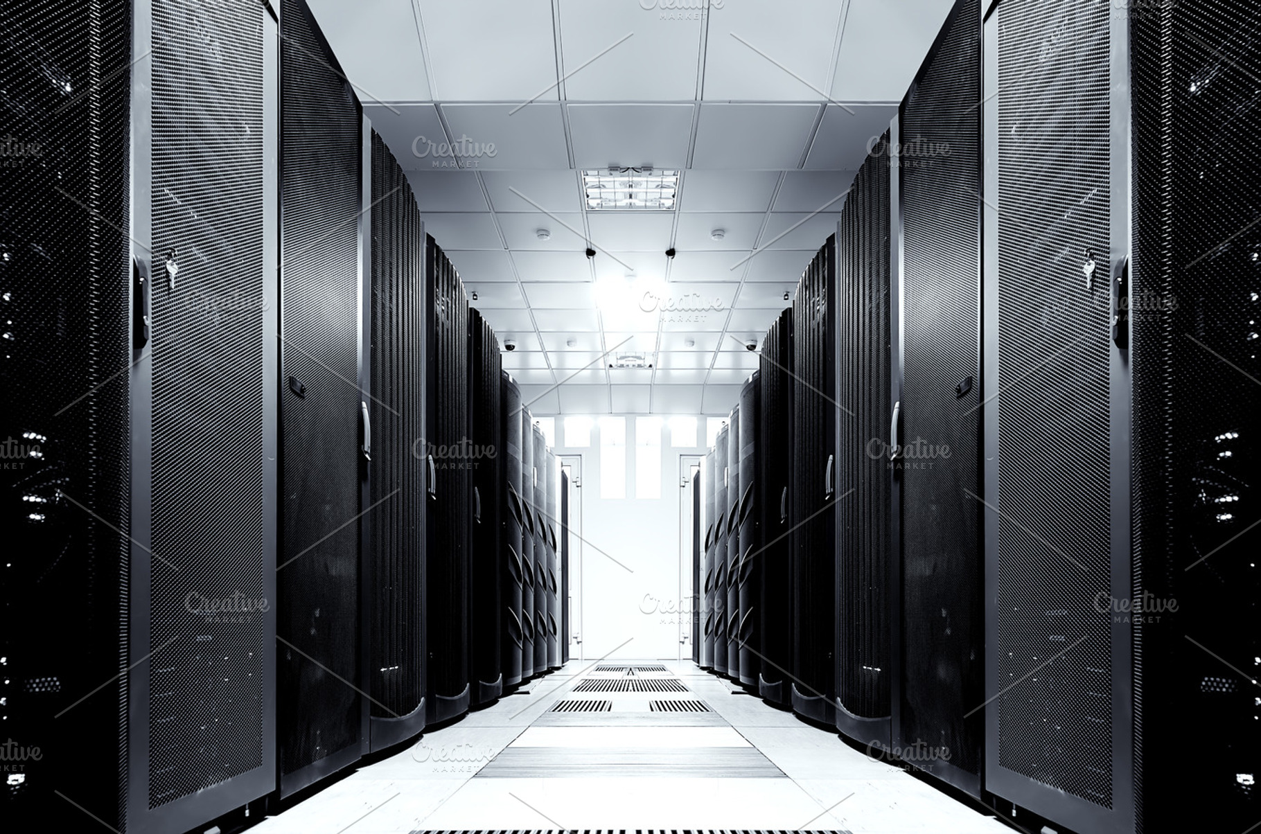 Server room with modern equipment in the data center black and white stock, a Technology Photo by VLADIMIRCARIBB