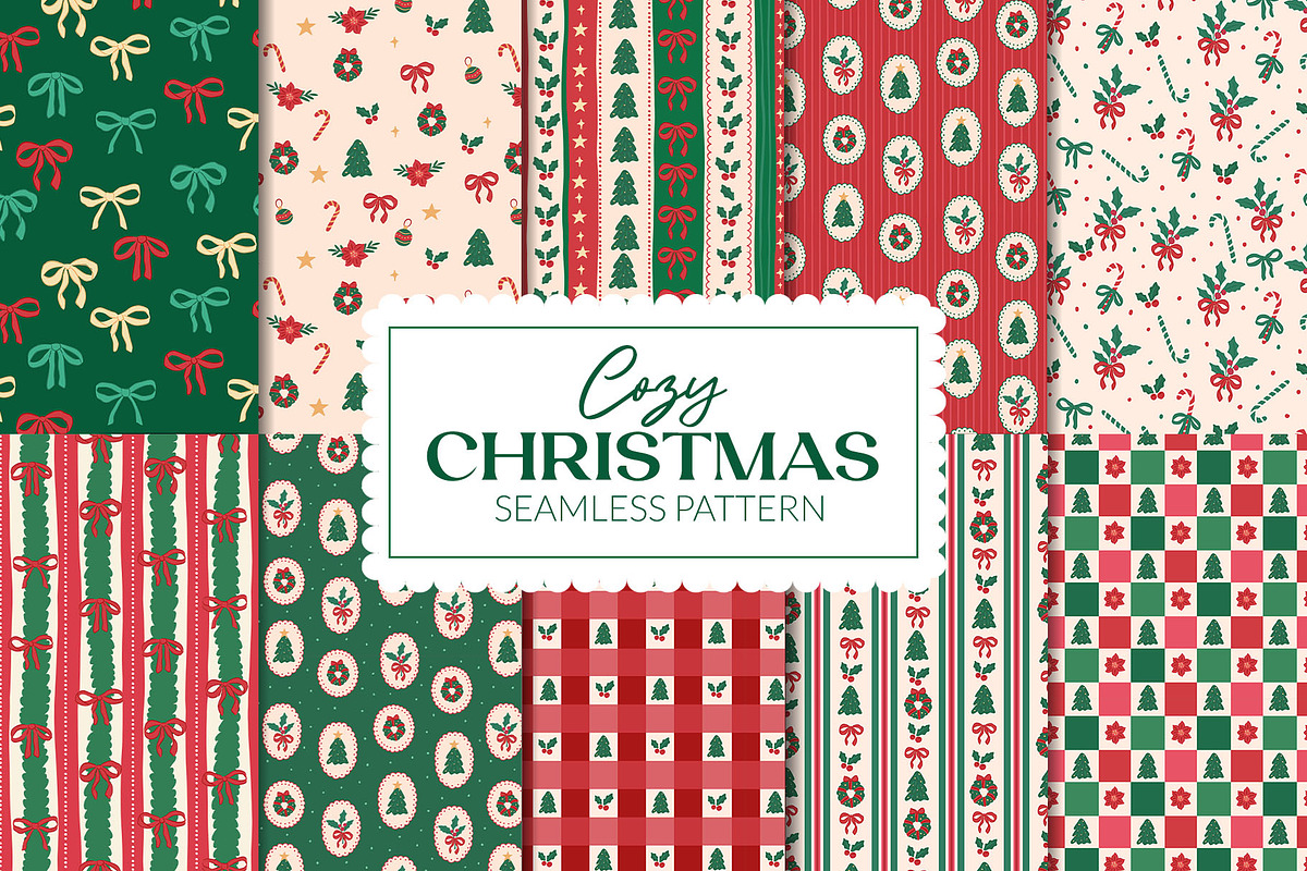 Cozy Traditional Christmas Pattern, a Pattern Graphic by CreativeChristiana (Photo 1 of 12)