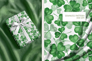 Watercolor Clover Pattern & Clipart, a Seasonal Illustration by Gribanessa (Thumbnail 2 of 4)