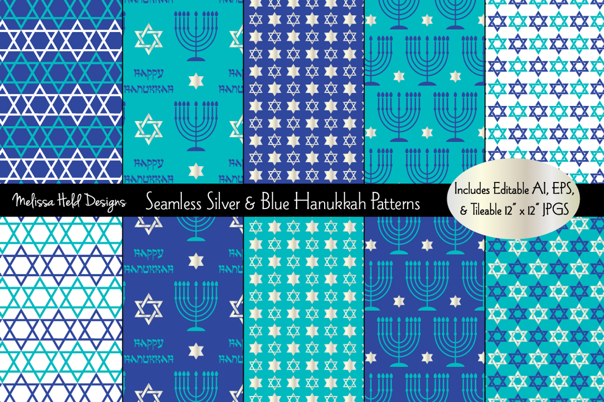 Silver Blue Hanukkah Patterns