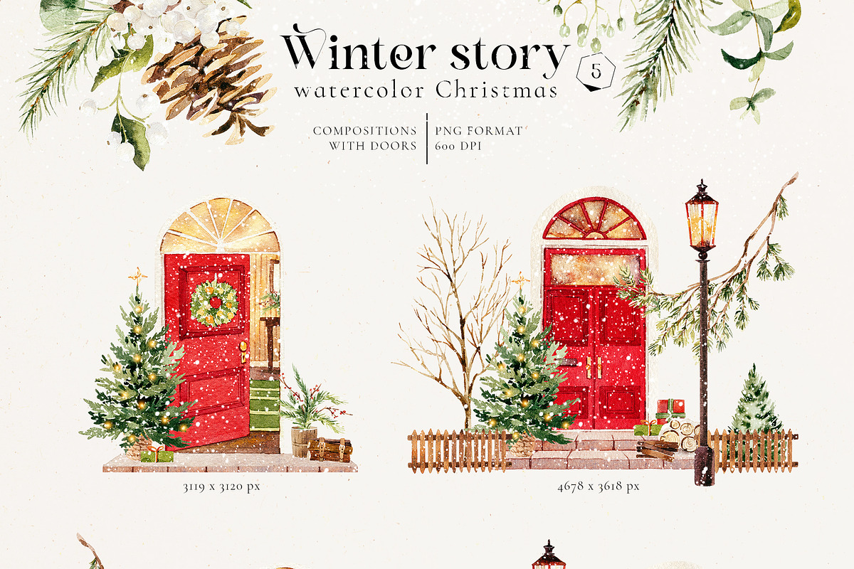 Winter story-watercolor Christmas, a Seasonal Illustration by Pamyatka Shop (Photo 16 of 27)