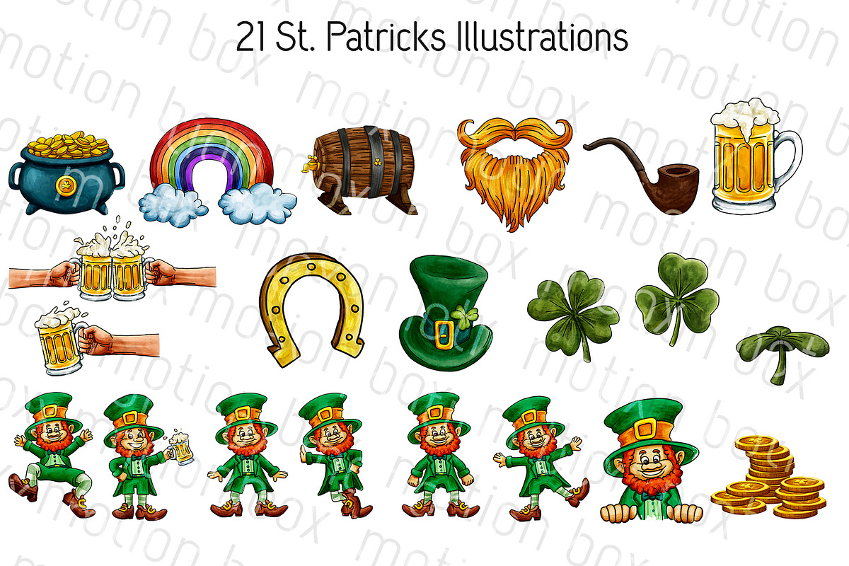 21 St. Patricks Illustrations, a Seasonal Illustration by Motion-Box