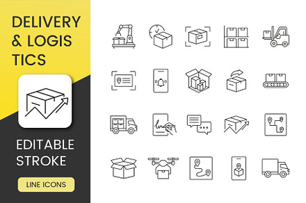 Delivery & Logistics Icon Pack, an Outline Icon by Grand Design