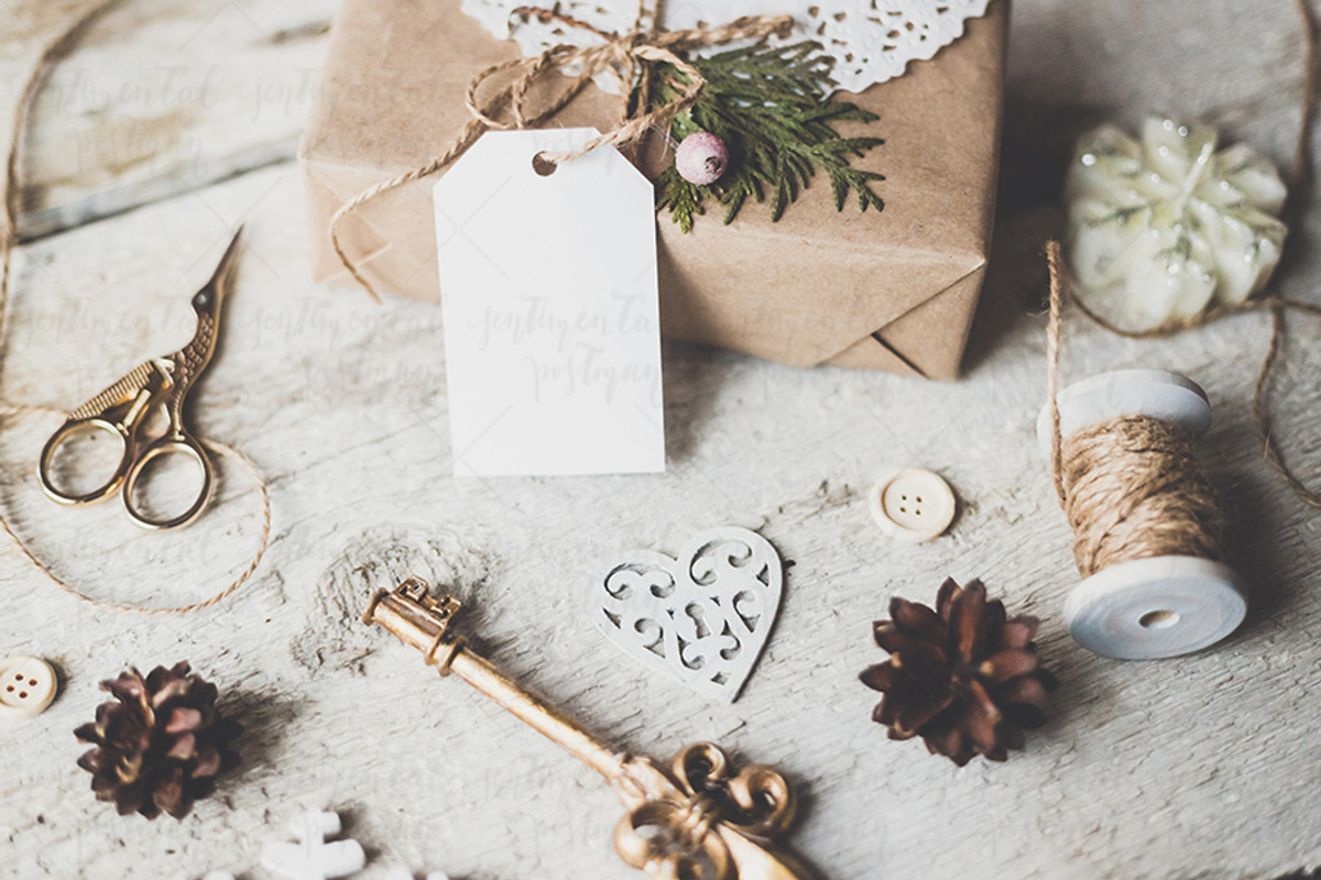 Styled Chrismas tag mockup photo., a Mockup by Sentimental postman