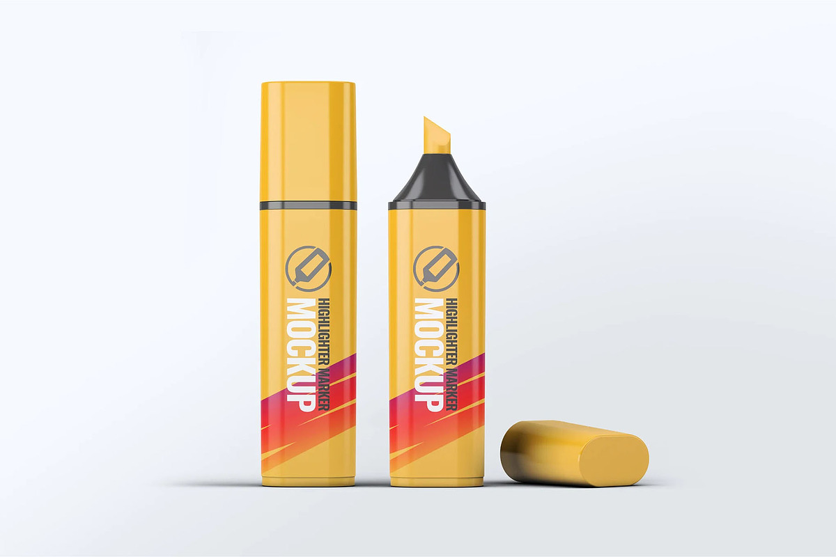 Highlighter Marker Pen Mock-Up, a Pens & Pencil Mockup by DesignRushMarket (Photo 3 of 8)