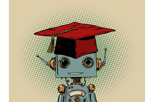 Teaching AI knowledge. Robot in a, a Technology Illustration by rogistok