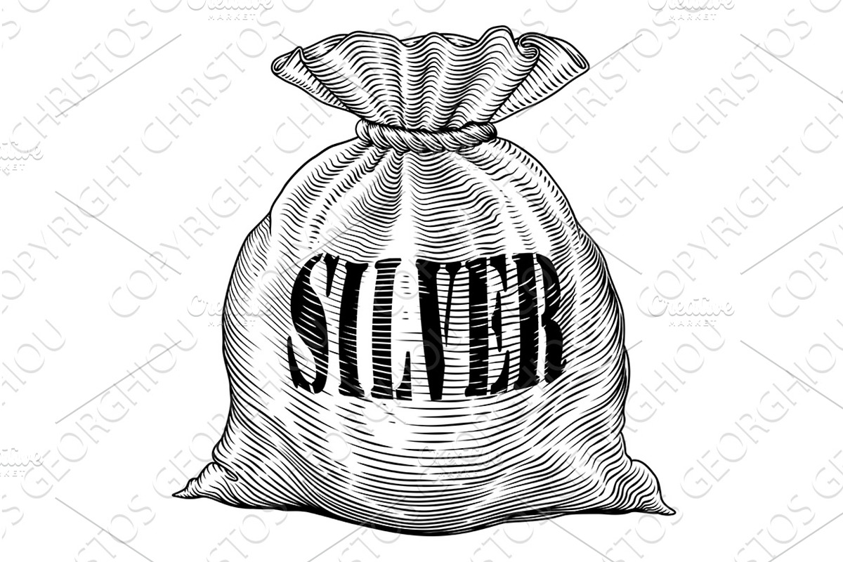 Sack Bag of Silver in Vintage, an Object Illustration by Christos Georghiou