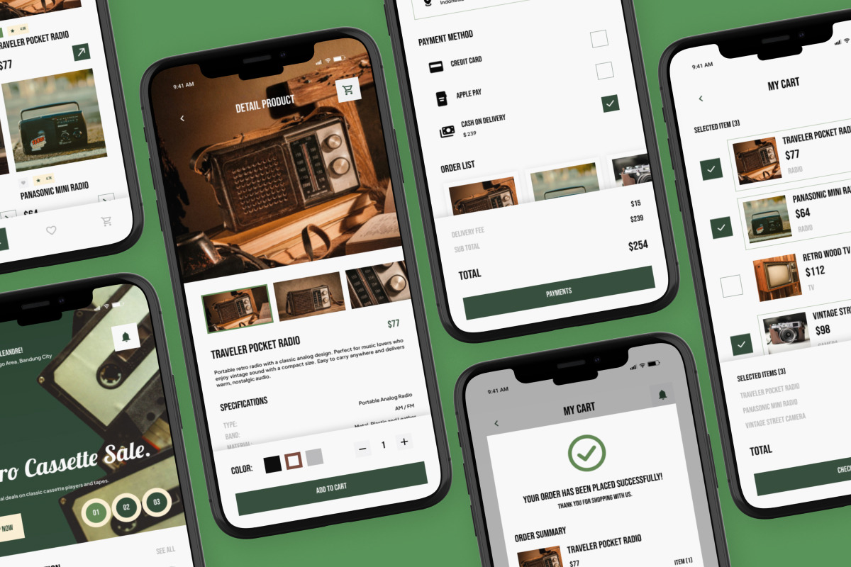 Retrowave - Retro Tech E-commerce UI, an App Template by trabaskriya