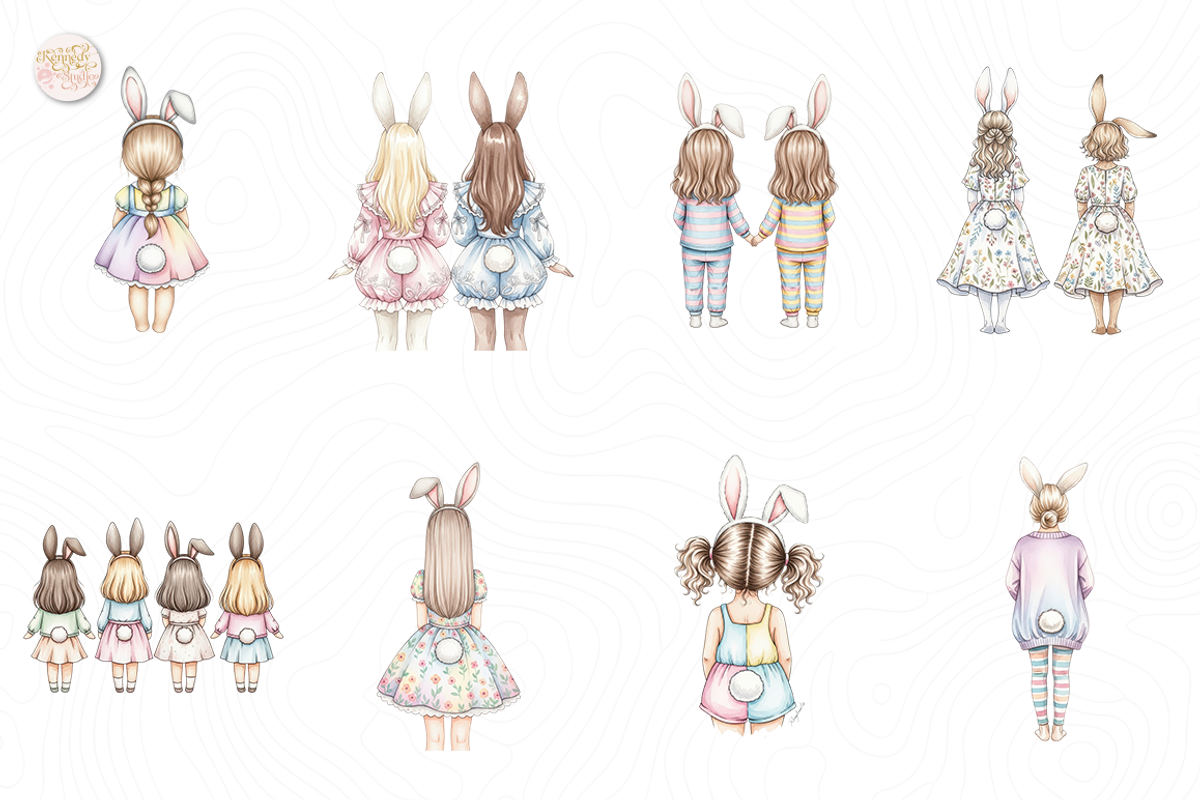 Easter Bunny Girls PNG Clipart., a Person Illustration by KennedyStudio (Photo 2 of 4)