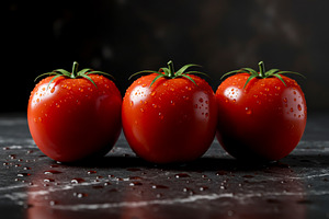 Fresh ripe red tomatoes with water d, a Food & Drink Photo by professorinc