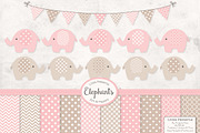 Baby Pink Elephant Vectors, an Illustration by Amanda Ilkov (Thumbnail 1 of 3)
