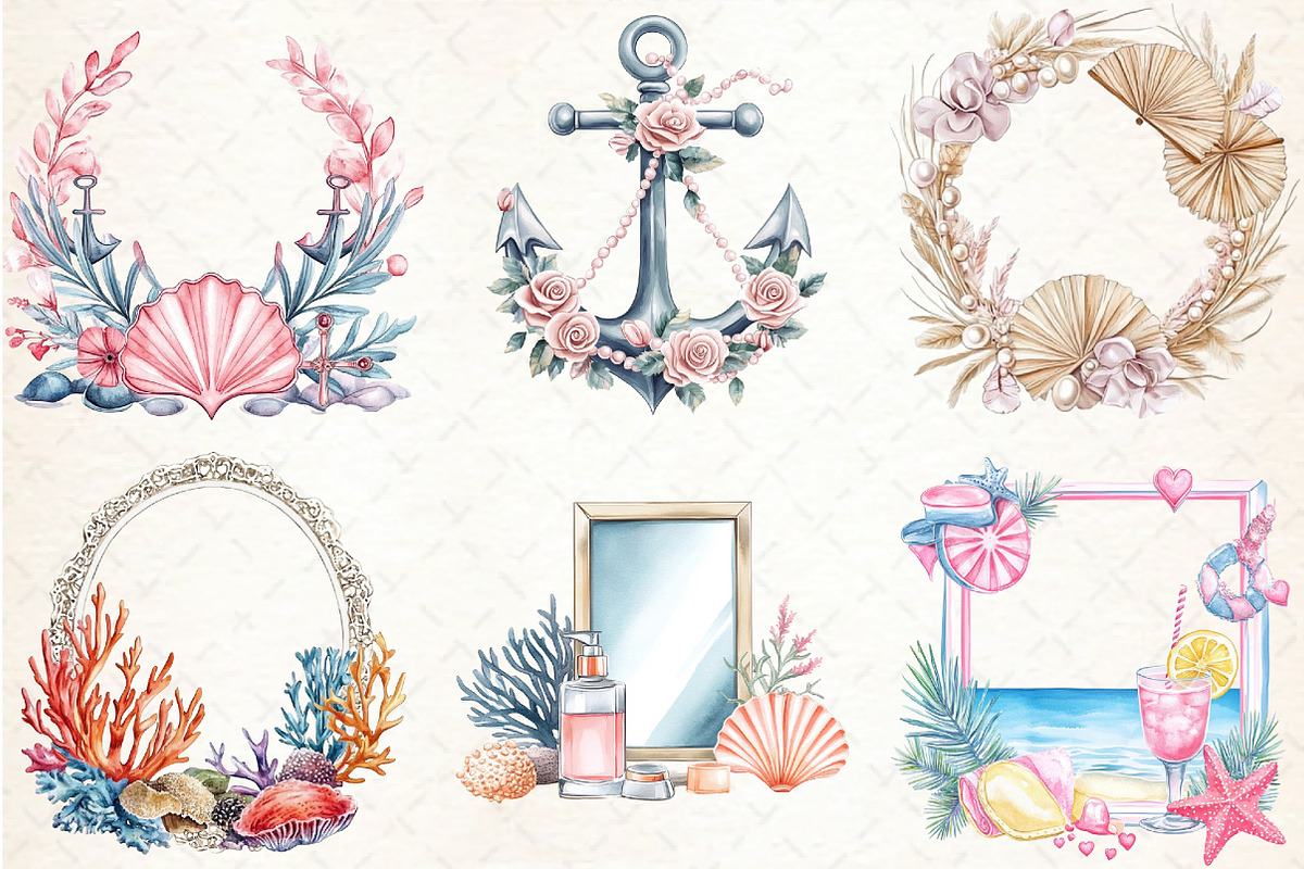 Coquette Coastal Summer Frame Bundle, an Illustration by Libby Wishes (Photo 2 of 7)
