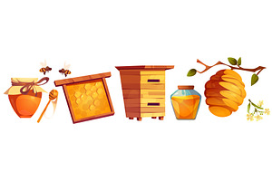 Beehive and apiary equipment set, an Illustration by art PVP - market