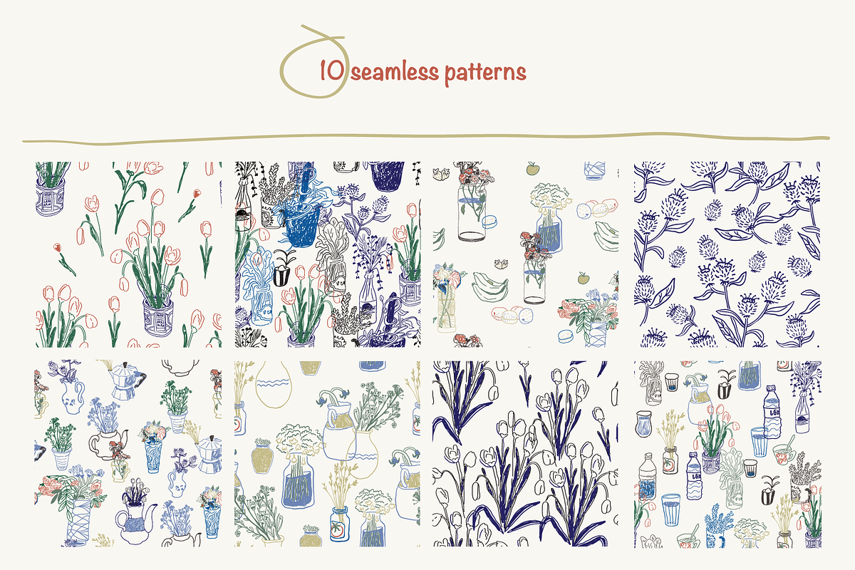 Sketch Flowers Set, an Illustration by iceang shop (Photo 3 of 6)