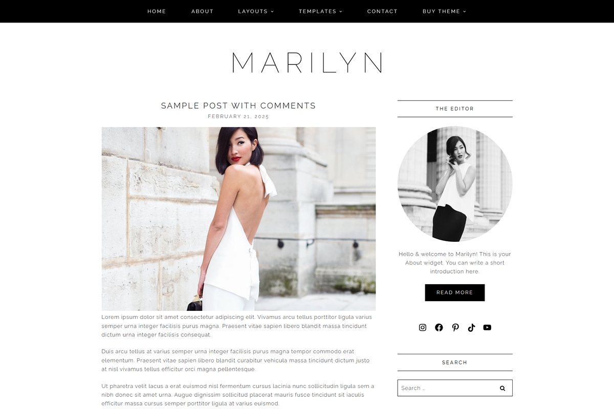 Feminine WordPress Theme | Marilyn, a WordPress Template by Hello Chic Designs (Photo 1 of 2)