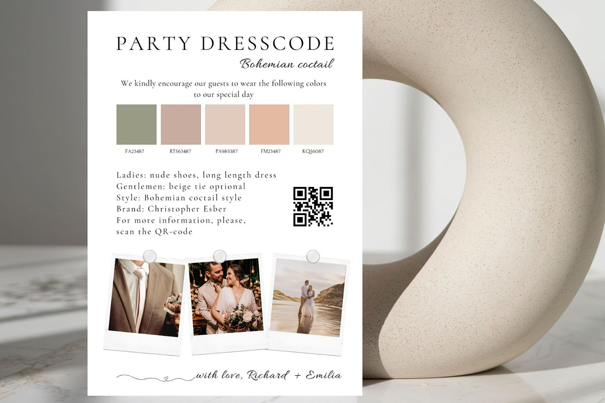 Guest dresscoode, mood board card, a Card Template by EvaTemplates (Photo 3 of 7)