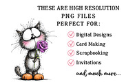 Valentine Cat Holding Flower Clipart, an Illustration by OK Design (Thumbnail 2 of 6)