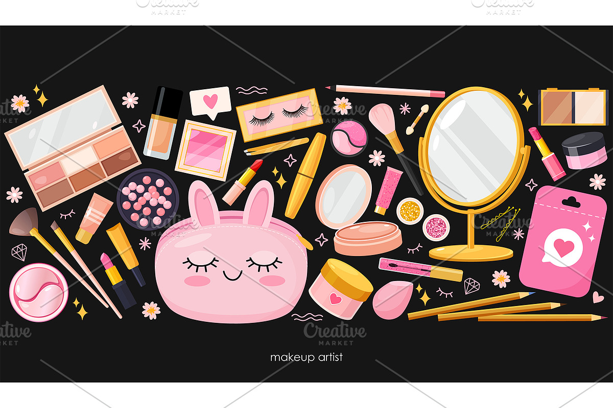 Illustration of makeup products, an Object Illustration by Elen_Art