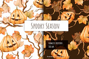 Pumpkin Seamless Pattern Set, a Pattern Graphic by Gribanessa (Thumbnail 1 of 4)