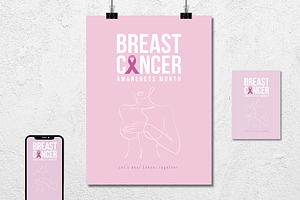 Breast Cancer Print & Social Media, a Print Template by McLittle Stock