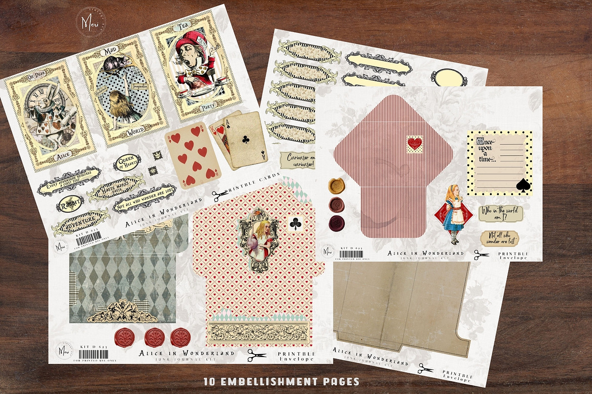 Alice in Wonderland Junk Journal Kit, an Illustration by meribela (Photo 6 of 7)