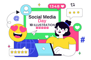 10 Social Media Day Illustration, a Technology Illustration by denayunebgt