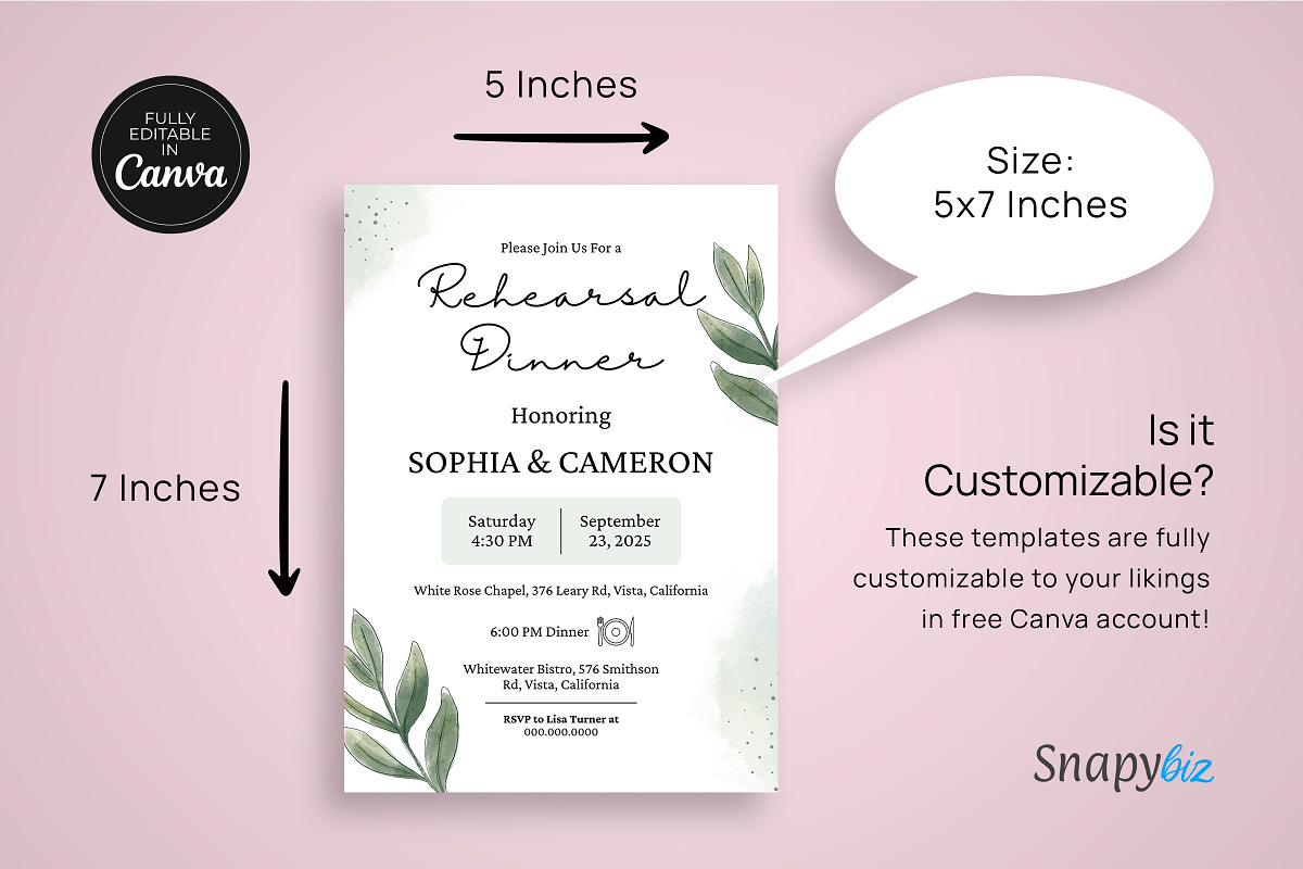 Rehearsal Dinner Invitation Template, an Invitation Template by Snapybiz (Photo 4 of 10)