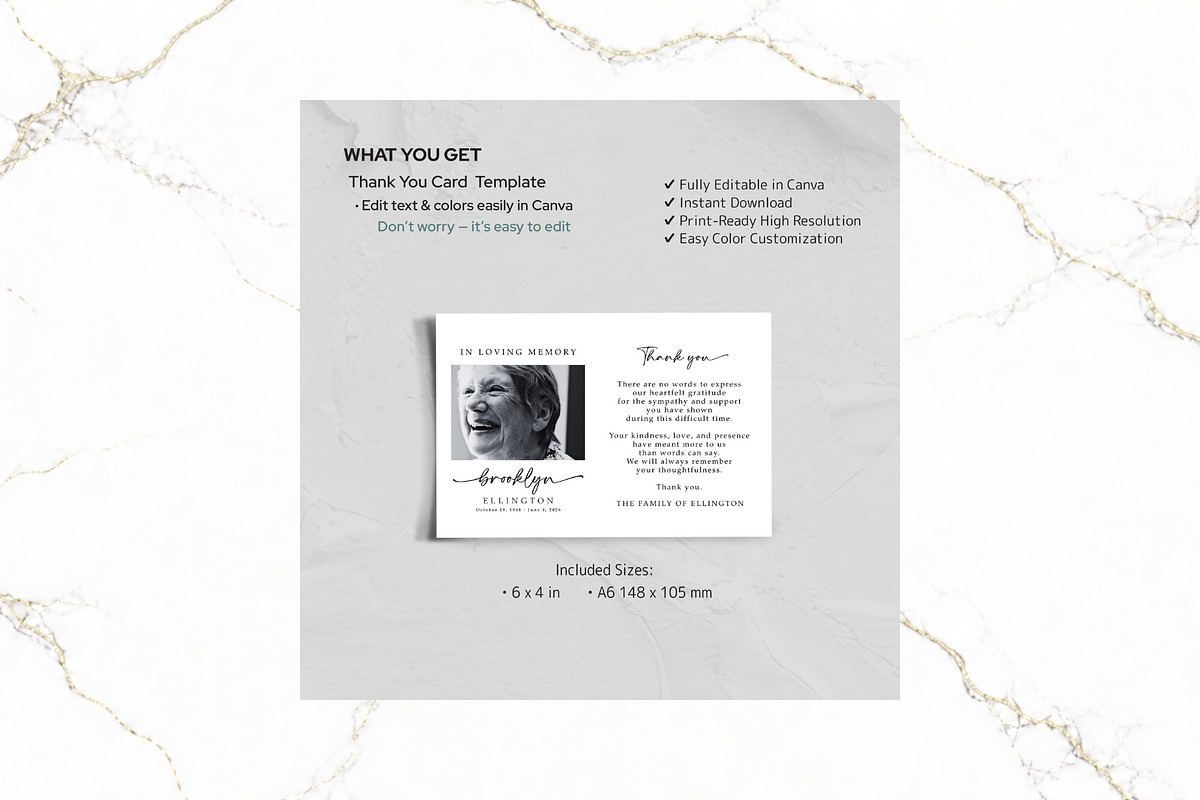Funeral Thank You Card Canva FR004, a Card Template by TyphoonStudio (Photo 2 of 7)