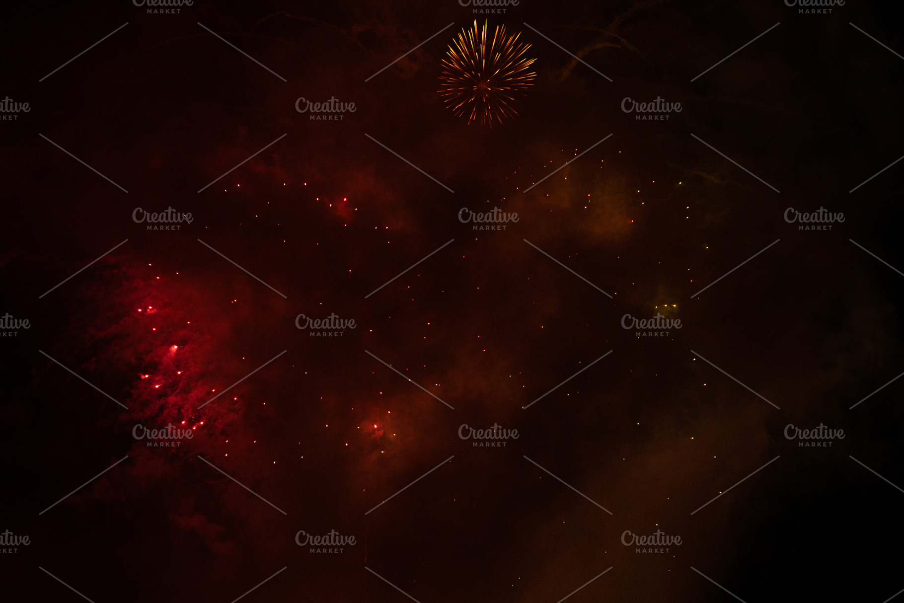 Fireworks exploding behind a wall of smoke, a Holiday Photo by rubenchase