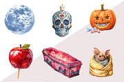 Watercolor Halloween Clipart, an Illustration by Design Market (Thumbnail 3 of 3)