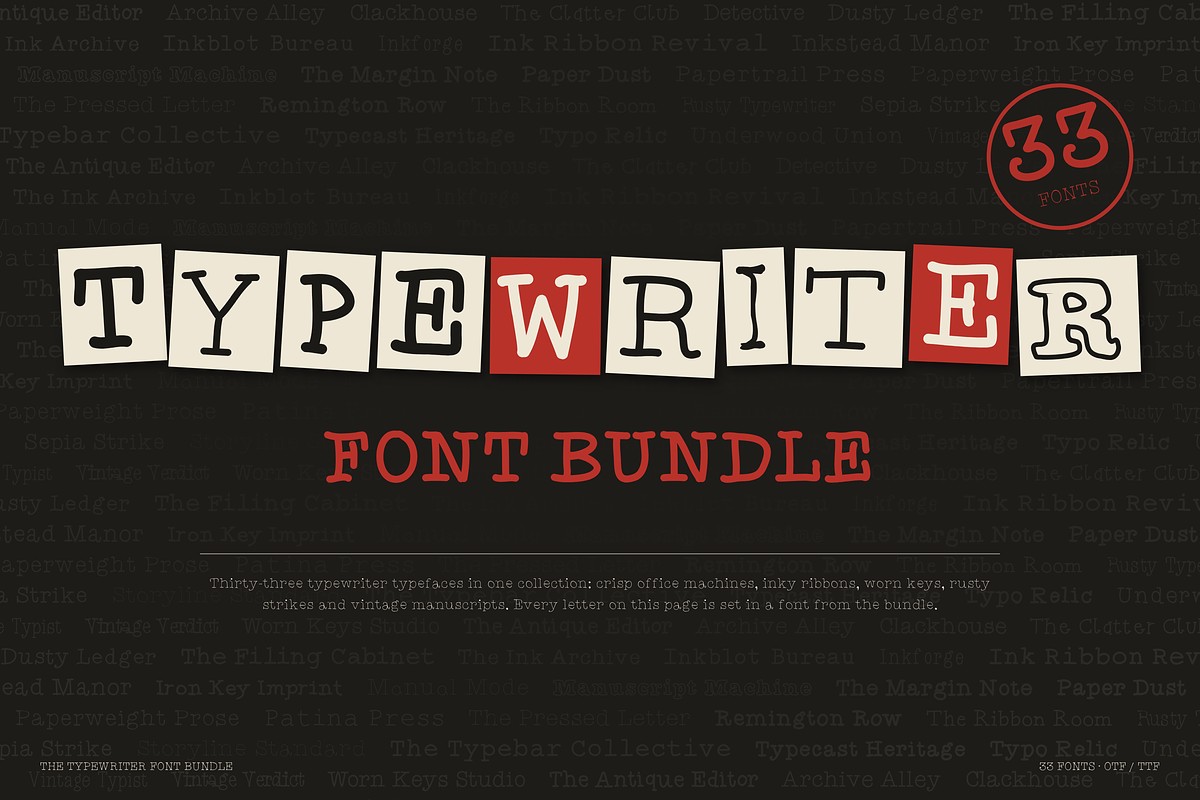 Typewriter Font Bundle – 33 Fonts!, a Slab Serif Font by HipFonts (Photo 1 of 26)