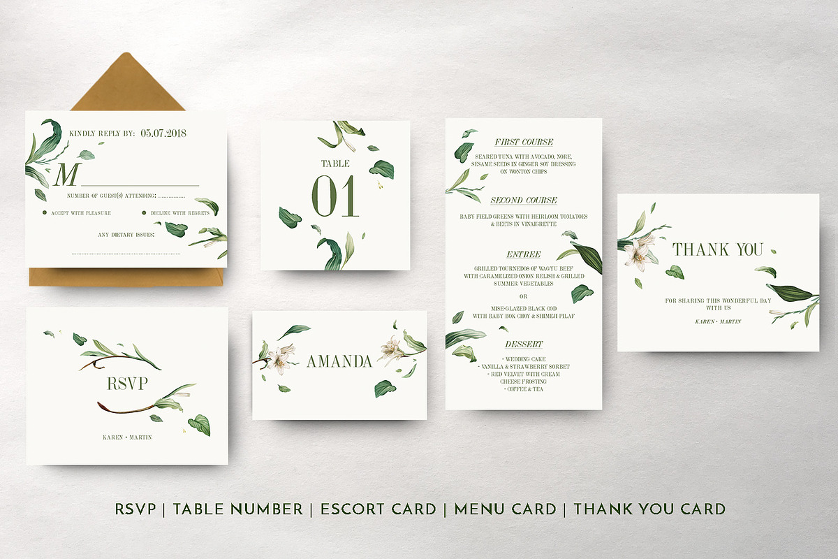 Green Foliage Wedding Suite, an Invitation Template by BlueRobinDesignShop (Photo 7 of 7)