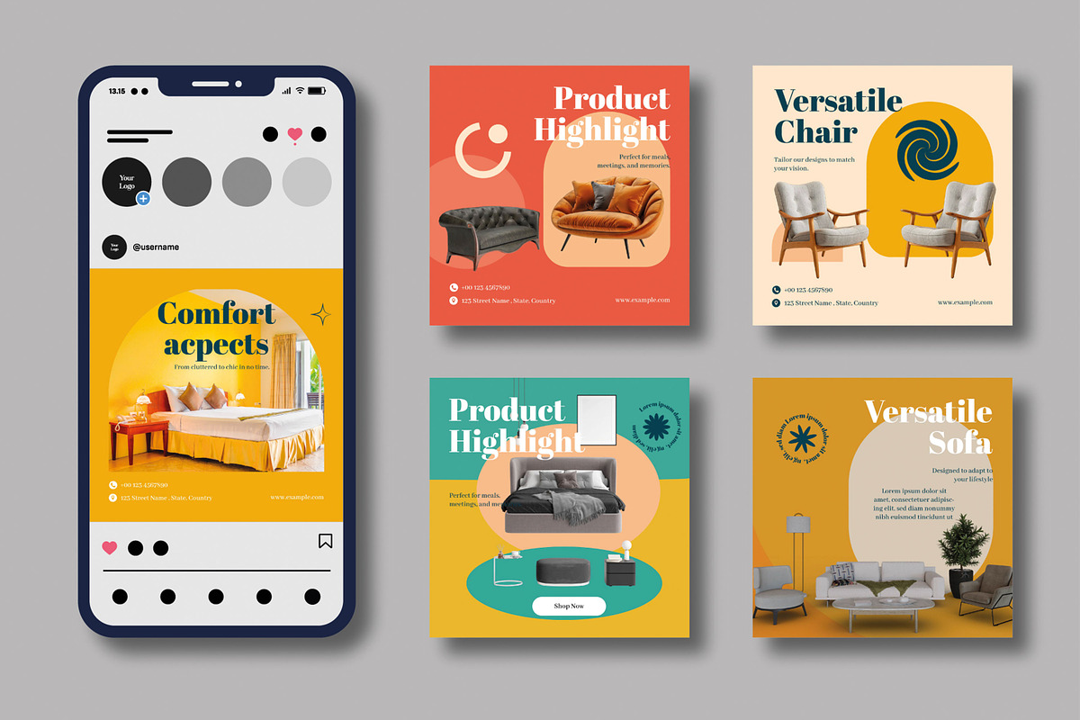 Furniture Social Media Posts, a Social Media Template by MightyDesign (Photo 1 of 9)